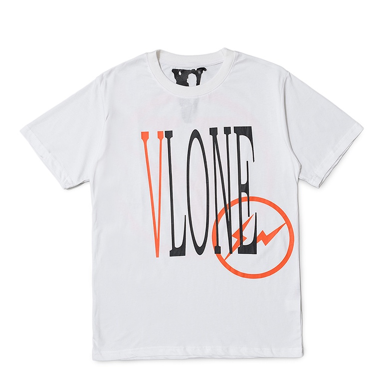 Vlone*** เสื้อยืดคอกลมแขนสั้นลําลองพิมพ์ลายโลโก้
