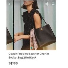 Coach Bag Pebbled Leather Charlie Bucket Bag 21 In Black F55200