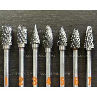 ลูกขัดคาร์ไบด์แกน, ดอกเจียรคาร์ไบด์, ดอกเจียรเหล็ก, ลูกกรอเหล็ก 6 mm./ยาว 100, 120 mm.