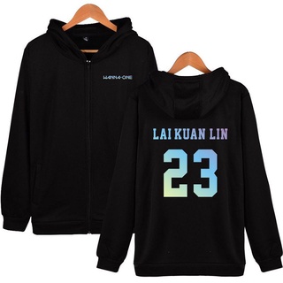 ขายดี เสื้อกันหนาว มีฮู้ดดี้ มีซิป ลาย Alimoo WANNA ONE 23 LAI KUAN LIN สไตล์ฮิปฮอป ของขวัญวาเลนไทน์ สําหรับผู้ชาย XY