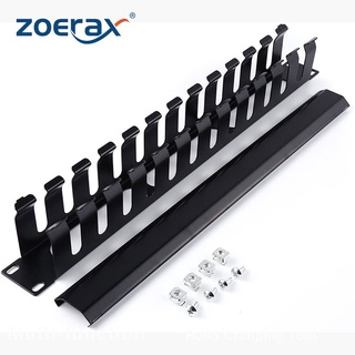 Zoerax ชั้นวางสายเคเบิล โลหะ 1U 19 นิ้ว 24 ช่อง แนวนอน สําหรับจัดระเบียบ