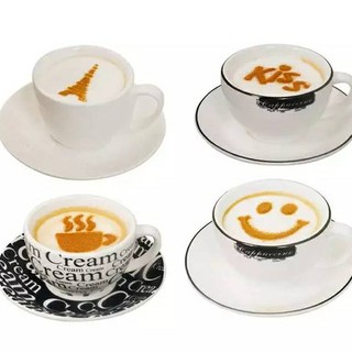 16Pcs Coffee  อุปกรณ์ทำกาแฟ *สินค้าพร้อมส่ง* แม่พิมพ์ ตกแต่งลายบนแก้วกาแฟ