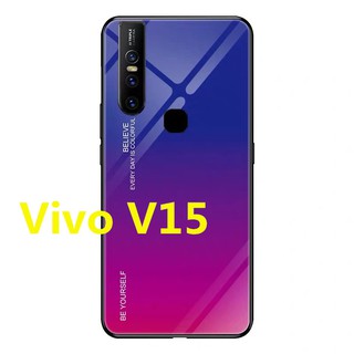 Case VIVO V15 เคสวีโว่ เคสกระจกสองสี เคสเงาไล่สี ขอบนิ่ม เคสกันกระแทก สีกระจกเทมเปอร์ปลอกแก้วฝาหลังกันชน พร้อมส่ง