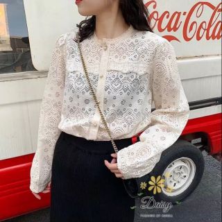 เสื้อแขนยาวผ้าลูกไม้ กระดุมหน้ายาว