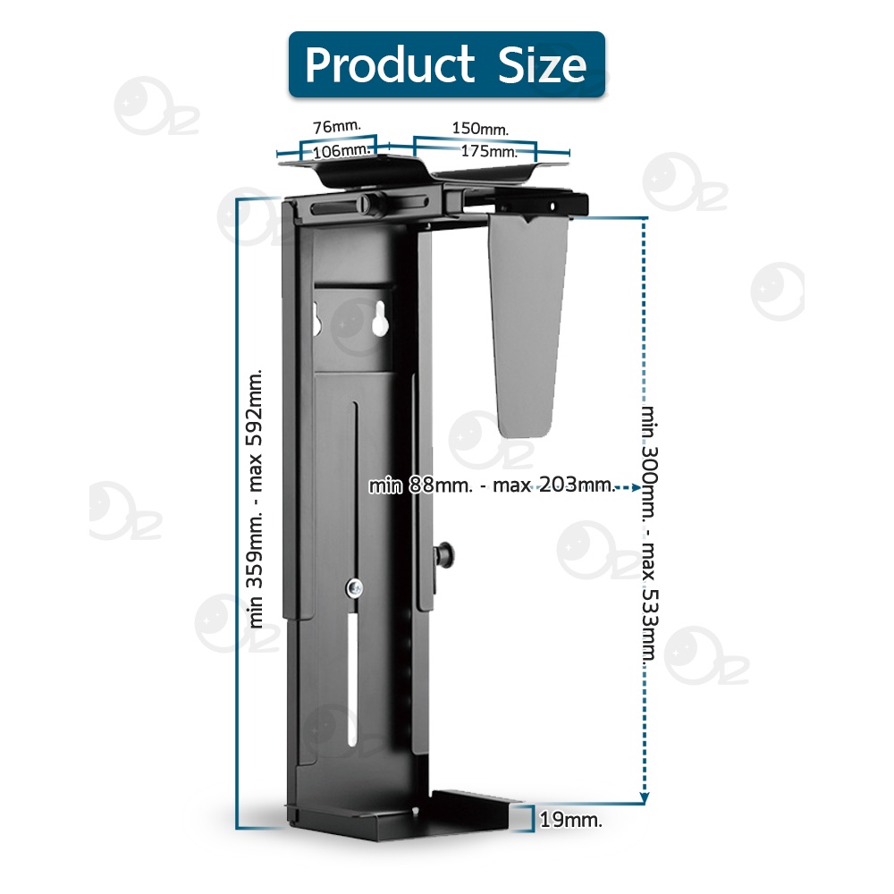 9Gadget - ที่แขวนเคส CPU แท่นวางซีพียู ที่ยึดใต้โต๊ะ ที่วางเครื่องซีพียู ฐานรอง PC ฐานวางเครื่อง - Case Holder Stand