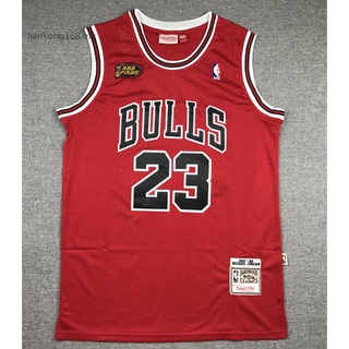 1997-98 โลโก้สุดท้าย Chicago Bulls สําหรับผู้ชาย #เสื้อกีฬาบาสเก็ตบอล ปักลาย Michael MN 23 สีแดง