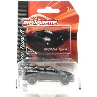 Majorette Honda Civic Type R - Matte Black Color /Wheels D6SRL /scale 1/58 (3 inches) Package with Card