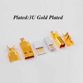 ขายดี ชุดอะแดปเตอร์ปลั๊กบัดกรี USB A เป็น B ชุบทอง 24k 3U Hifi สําหรับสายเคเบิล USB Diy