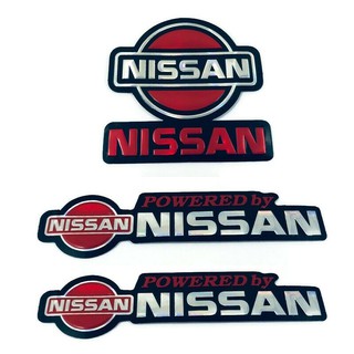 สติ๊กเกอร์ Nissan นิสสัน โลโก้ สีแดง สติกเกอร์ 3ชิ้น แต่งรถ ติดรถ รถยนต์ รถกระบะ 3D ตัวนูน ติดกระจก ท้ายรถ Logo Sticker