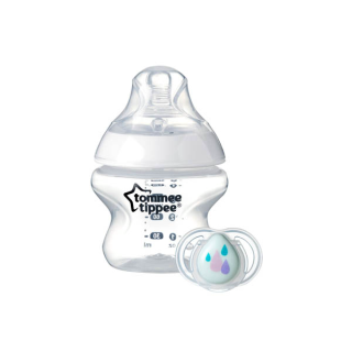 Tommee Tippee 150ml Bottle+0-2m Soother ขวดนม ทอมมี่ ทิปปี้ ฐานกว้าง รุ่น Closer to Nature ขนาด 5 oz +จุกหลอกเด็กแรกเกิด 422636