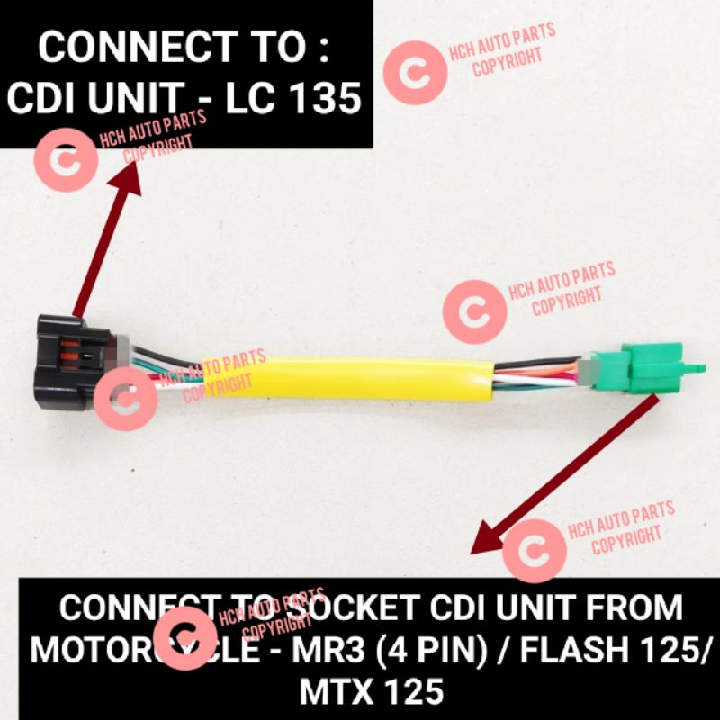 CDI CONVERTER SOCKET - LC 135 > PNP > MR3 (4 PIN CDI)/ FLASH 125/ MTX 125/ RHINO 125/ SPRINTER 125/ 