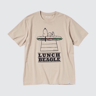 Tee เสื้อยืดเด็กผช Uniqlo เสื้อยืดลําลองสําหรับผู้ชาย/ผู้หญิงแขนสั้นพิมพ์ลาย Snoopy Series) 44209