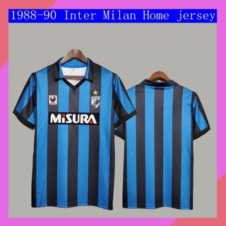 เสื้อกีฬาแขนสั้น ลายทีมชาติฟุตบอล Inter Milan เกรด AAA 88-90 ชุดเหย้า สไตล์เรโทร สําหรับผู้ชาย