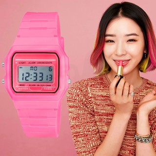 Poca Watch นาฬิกาข้อมือหญิง แฟชั่นวัยรุ่นเกาหลี รุ่น PF-91W-1DG- Pink