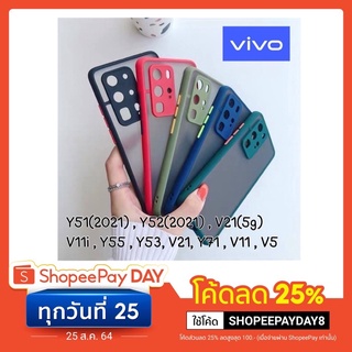 [ส่งจากไทย] เคสกันกล้อง ขอบสีหลังด้าน VIVO Y51(2021) y52(2021) V21 V21(5G) V5 V11 V11I y55 Y53 Y71