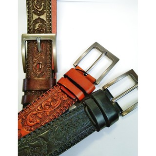 เข็มขัดผู้ชาย📌 แบบเจาะหนังpvc งานปั้มลาย สวยงาม