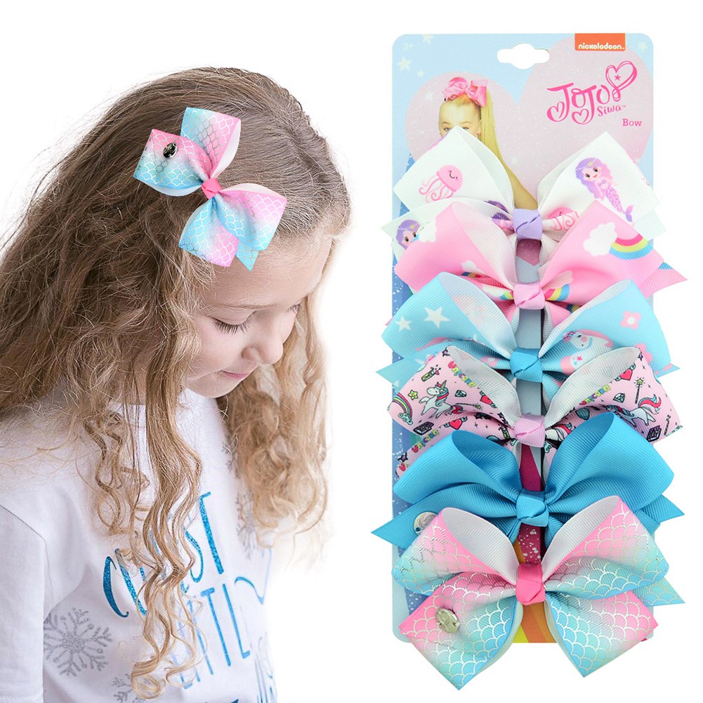 6 ชิ้น/เซ็ต JOJO Siwa ริบบิ้นสาวผม Bows คลิปผม Pins