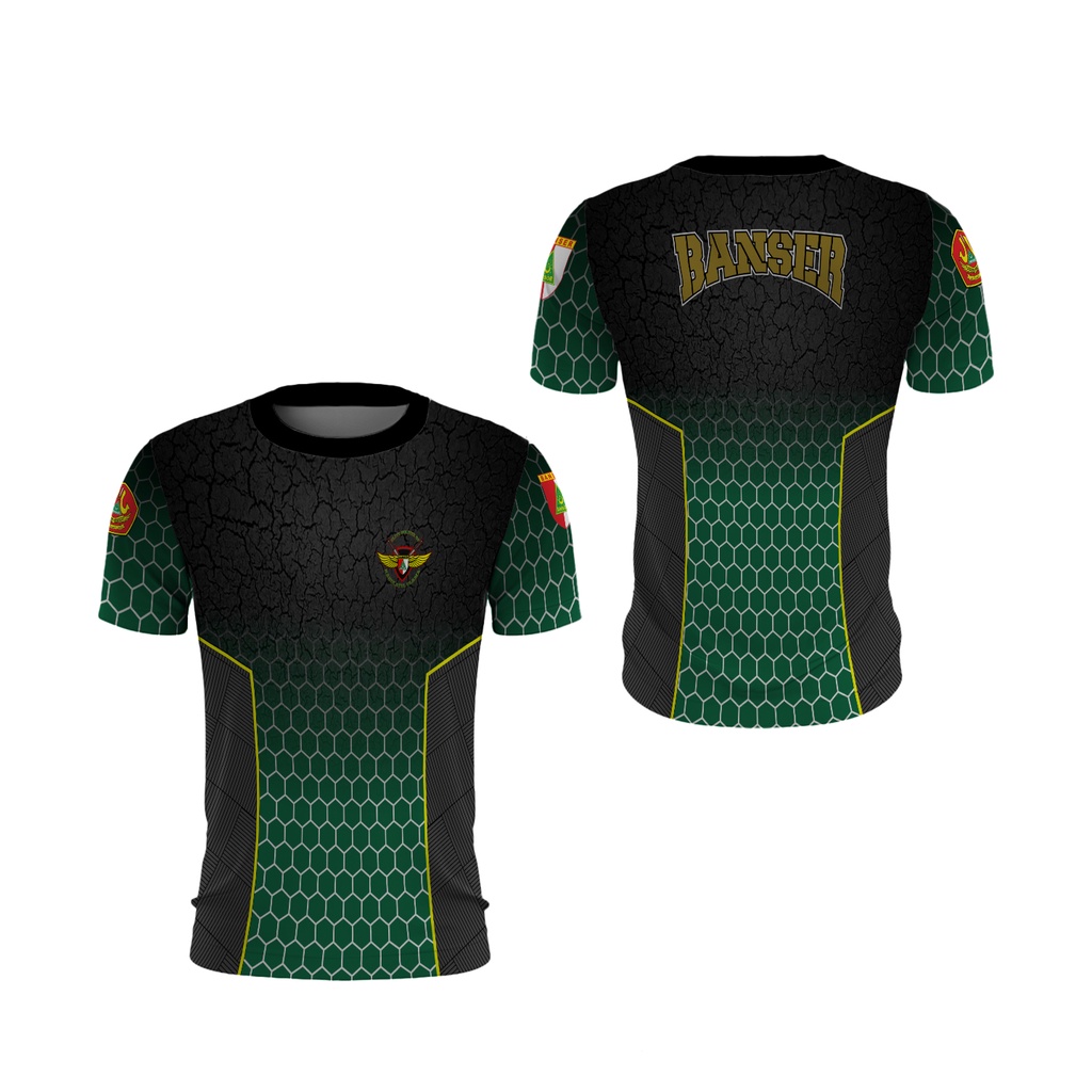 Fikastore - เสื้อยืดแขนสั้นผู้ชาย Banser พร้อมคอปก O-Neck พิมพ์ลาย 3D Full