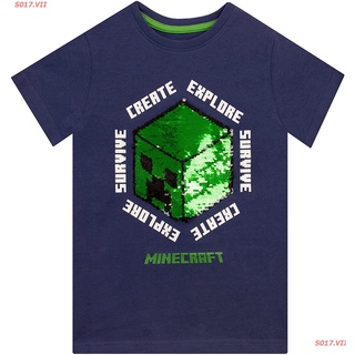 [100% Cotton] Cod เสื้อยืดลําลอง ผ้าฝ้าย 100% แขนสั้น พิมพ์ลายการ์ตูน Minecraft สีดํา พลัสไซซ์ XS-3XL สําหรับผู้ชาย ของข