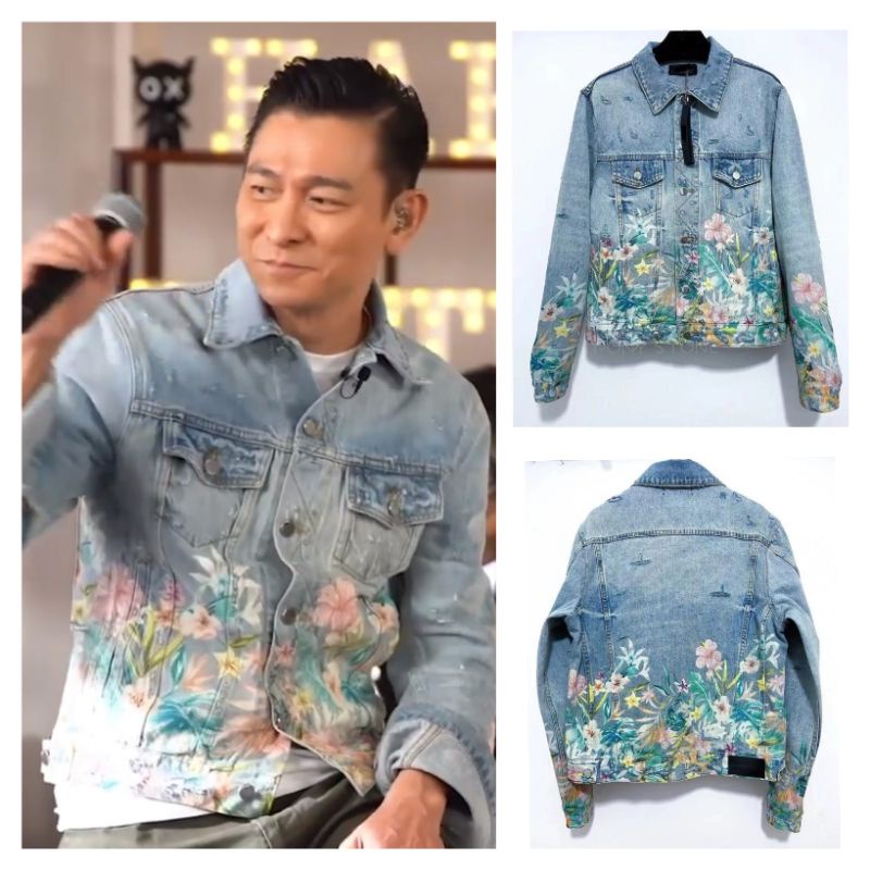 AMIRI Andy Lau's birthday party flower full print denim jacket