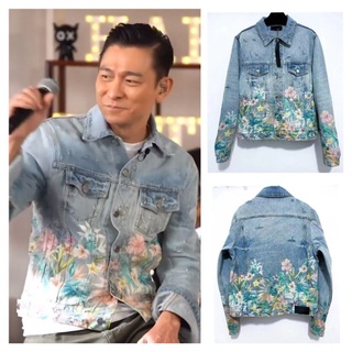 AMIRI Andy Laus birthday party flower full print denim jacket