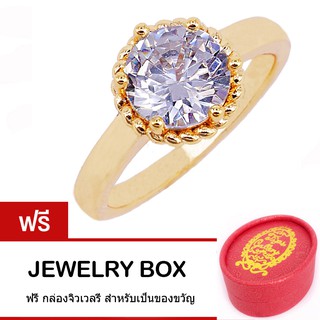 Tips Gallery แหวน เงิน 925 หุ้ม ทองคำ 24K เพชร CZ 1.75 กะรัต รุ่น Celeste Solitaire Ring Design TRS068