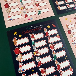 สติ๊กเกอร์ชื่อ กันน้ำ ลาย CHRISMAS ( Name Sticker 4 sheet / set )