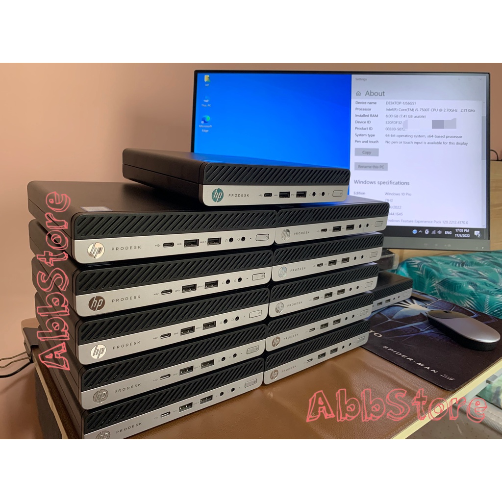 HP Prodesk 600 G3 DM, Core i5-7500T G7, DDR4 8GB, HDD 1TB  M.2 2 Slot รองรับ SSD NVMe Windows 10 Win