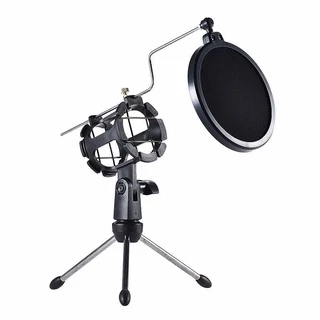 ขาตั้งไมค์โครโฟน ขาตั้งไมคตั้งโต๊ะ ขาตั้งไมค์ไลฟ์สด แบบมีที่กันลม Desktop Microphone Stand Wind Screen Pop Filter Holder