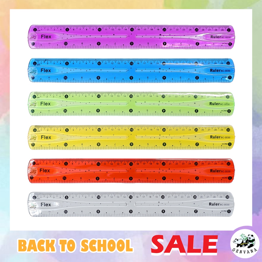ไม้บรรทัดเยลลี่ 20/30 เซนติเมตร ม้วนได้ งอได้ 5 สี (0020,0030-BC) น้ำหนักเบา สุ่มลาย ไม้บรรทัด ไม้บรรทัดงอได้