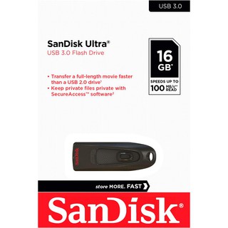 SanDisk Ultra USB 3.0 16GB, USB3.0,อ่าน 100MB/s (SDCZ48-016G-U46, Black)