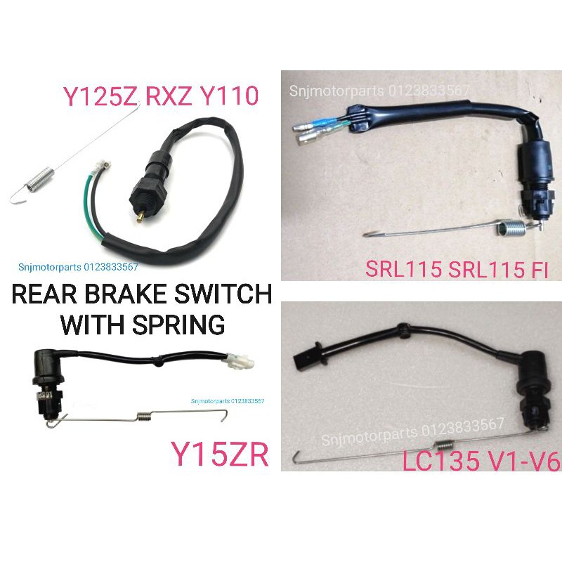 สวิตช์เบรกด้านหลังพร้อมสปริง Y15ZR LC135 V1-V6 SRL115 SRL115 FI Y125Z RXZ SRL110 Y110 KRISS CT110 VF