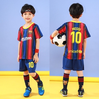 เสื้อกีฬาแขนสั้น ลายทีมชาติฟุตบอล Barcelona No.10 Messi เบอร์ 20-21 ชุดเยือน สําหรับเด็กผู้ชาย