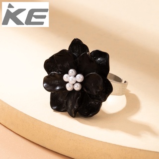 Jewelry Resin Flower Pearl Single Ring Three-dimensional Flower Adjustable Ring for girls for