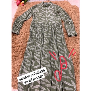 Recommend 🌹Hot💥Green  pleat Dress ลุกเรียบหรู สวยงานแบรนดีงานดีน่ารัก .