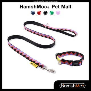 HamshMoc ปลอกคอ และสายจูงไนล่อน แบบนิ่ม สามารถปรับได้ ที่ทนทาน สําหรับสัตว์เลี้ยง สุนัข ขนาดเล็ก กลาง ใหญ่