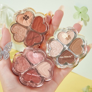 Kiss Beauty Lucky Clover พาเลตต์อายแชโดว์ เนื้อแมตต์ ไข่มุก สําหรับผู้เริ่มต้น