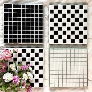 Tile Tray กระเบื้องโมเสค ถาด,ที่รองแก้ว(ทรงสี่เหลี่ยมขนาดใหญ่)ตกแต่งห้อง,คาเฟ่,สไตล์เกาหลี,วางเครื่องประดับ