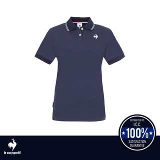 le coq sportif เสื้อโปโลผู้หญิง สีกรม ผ้าคอตตอน (โปโล, Polo, เสื้อออกกำลังกาย, เทรนนิ่ง, lecoq, เลอค็อก)