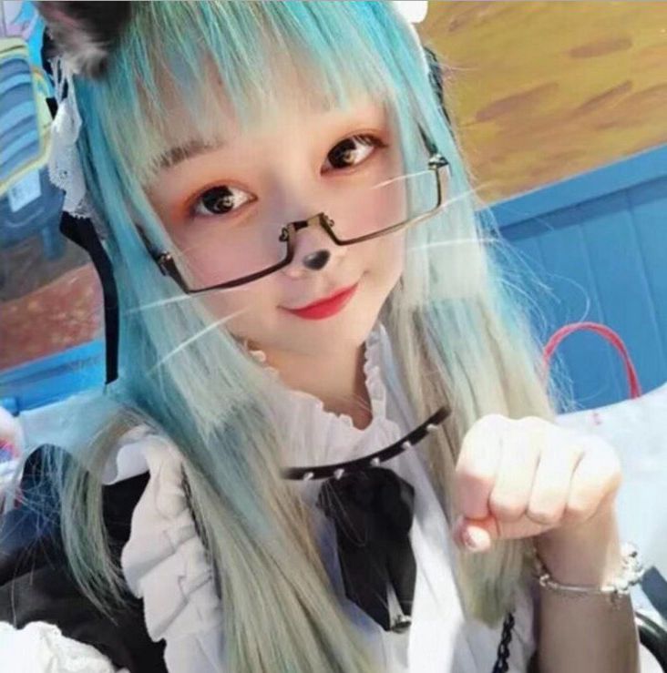 Jitter ellipse กรอบแว่นตาครึ่งแว่นตา tiktok cos แว่นตาอ่อน, แว่นตา ins สองครั้ง