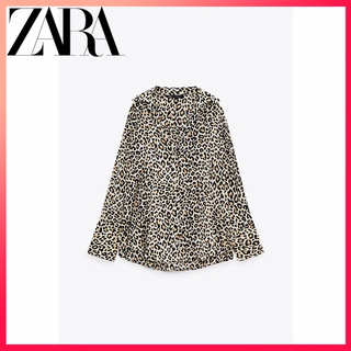 Zara ฤดูใบไม้ร่วงและฤดูหนาว ใหม่ ผู้หญิง ผ้าไหมซาติน พื้นผิว เสื้อเชิ้ตผ้าเดรป