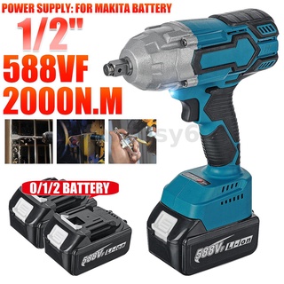 ประแจกระแทกไฟฟ้าไร้สาย 2000N.m 588VF 3/4 นิ้ว พร้อมแบตเตอรี่ สําหรับงานไม้ Makita