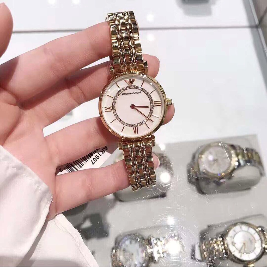 emporio armani mini mother of pearl watch