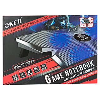 OKER Gaming Laptop Cooling Pad พัดลมรองโน๊ตบุ็ค 4 Fans รุ่น X729 มี PORT USB 2 PORT รองรับโน้ตบุ๊คได้ถึง 17"