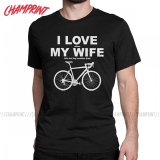 ใหม่ เสื้อยืดคอกลม แขนสั้น ผ้าฝ้าย 100% พิมพ์ลาย I Love My Wife Bike สําหรับผู้ชาย ผู้หญิง ทุกเพศ