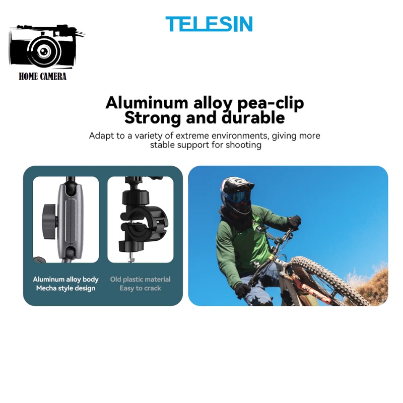 Telesin ตัวหนีบกล้อง ยึดติดมอเตอร์ไซต์หรือราวจับ for GOPRO,DJI Action 5Pro/4/3,Insta360