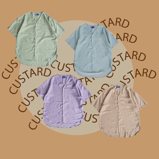 The CRACKER : The Custard : collarless Oversize shirt เสื้อโอเว่อไซส์ ไม่มีปก