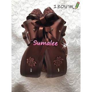 เน็ตติดผม Sumalee งาน Handmade สีน้ำตาล มีเพชรติด