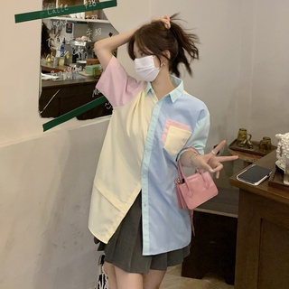 Suxi เสื้อเชิ้ตแขนสั้นลําลอง ทรงหลวม เข้ากับทุกการแต่งกาย แฟชั่นฤดูร้อน สไตล์เกาหลี สําหรับผู้หญิง