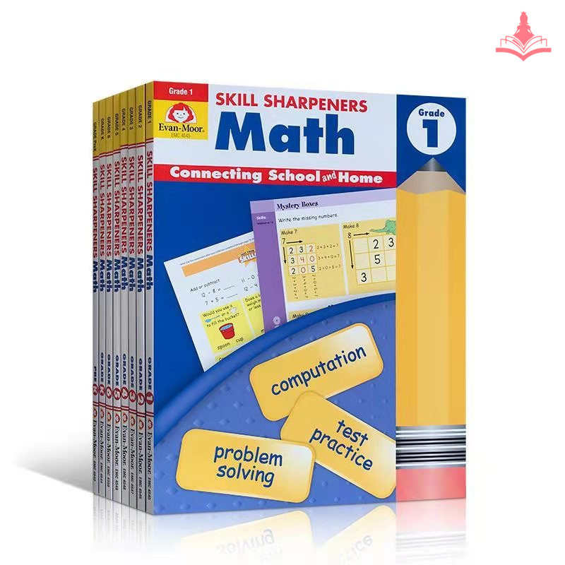 หนังสือเรียนภาษาอังกฤษและสมุดงานคณิตศาสตร์สำหรับเด็กตั้งแต่ระดับอนุบาลถึงประถมศึกษา—Kindergarten-Pri